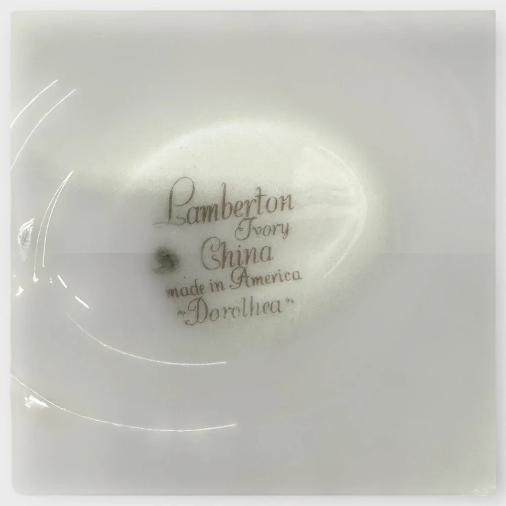 Lamberton Ivory China Sugar Bowl‎ w/ Lid & Creamer Set Dorothea VTG Made in USA